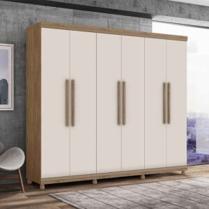 GUARDA ROUPA LANZA ANTARES 6 PORTAS (Carvalho/Off White)