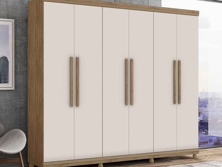 GUARDA ROUPA LANZA ANTARES 6 PORTAS (Carvalho/Off White)
